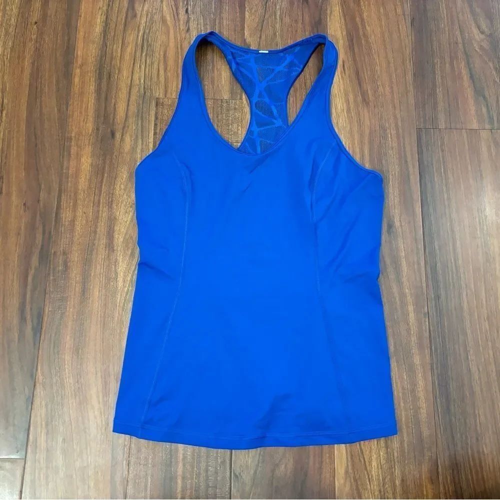 LuLuLemon Goal Crusher Bright Blue Mesh Back Athletic Tank Top